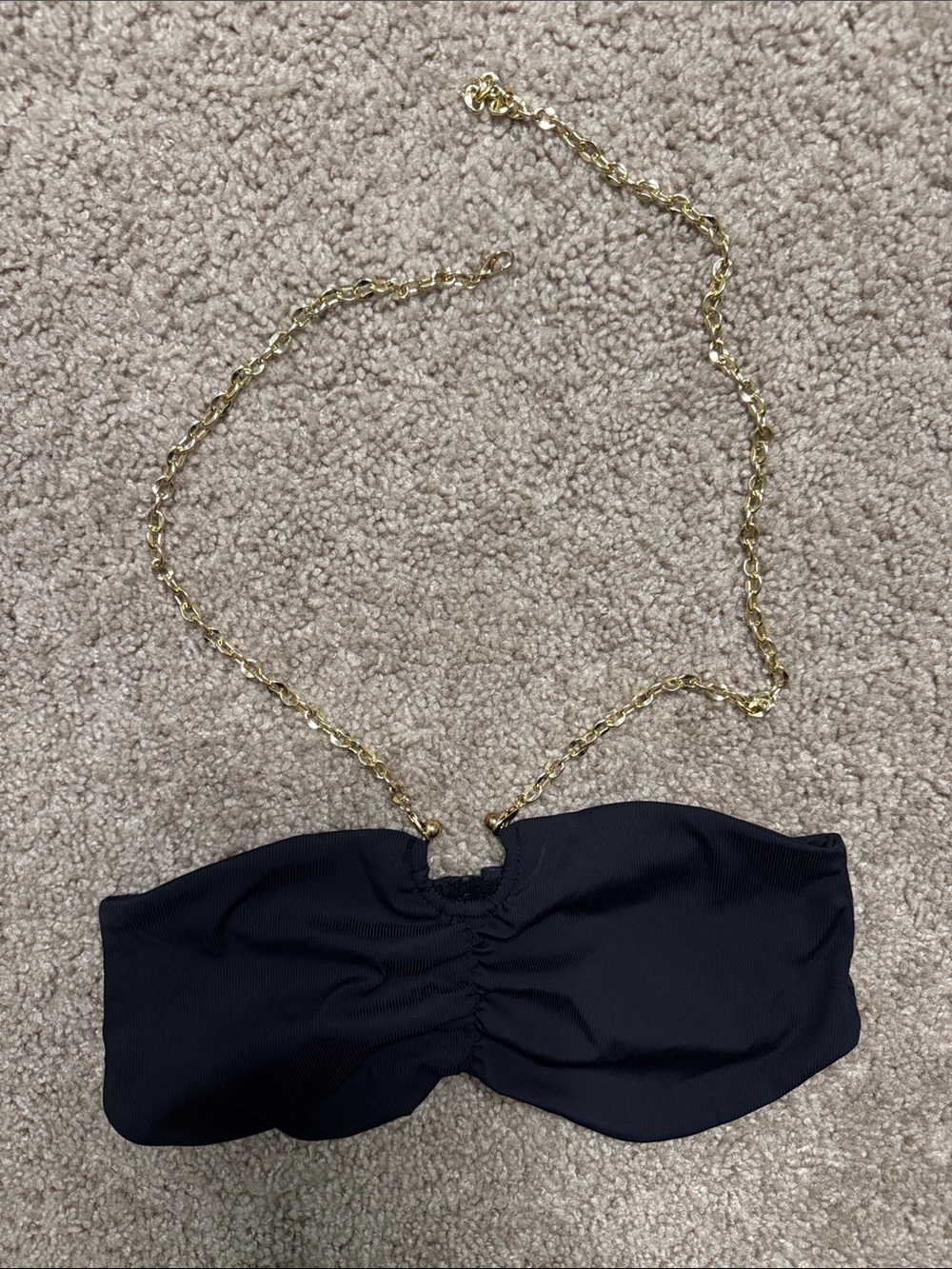 Kittenish Black Bandeau Top with Gold Chain Strap